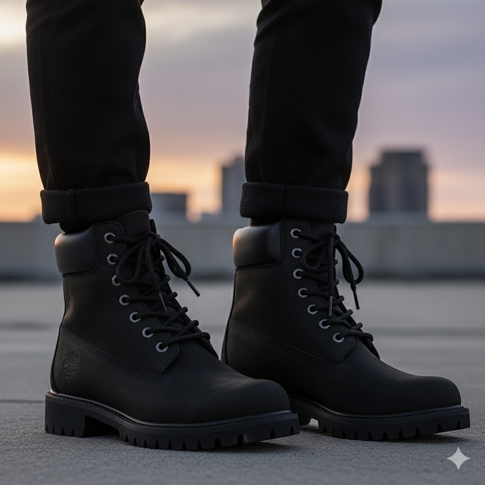 Timberland Womans Black Leather Boots - 7 1/2